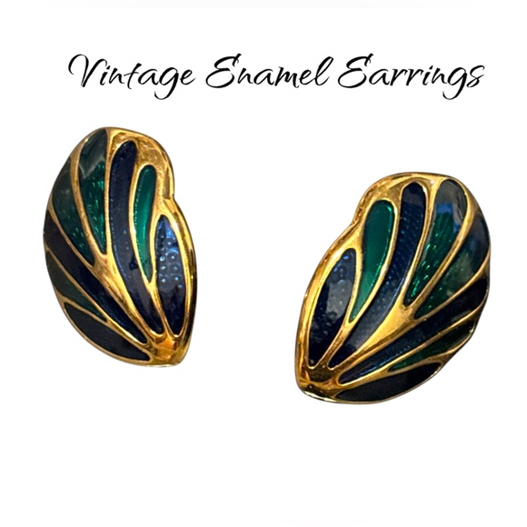 Vintage 80’s NWOTs Enamel and Metal Fashion Earrings - Picture 7 of 7
